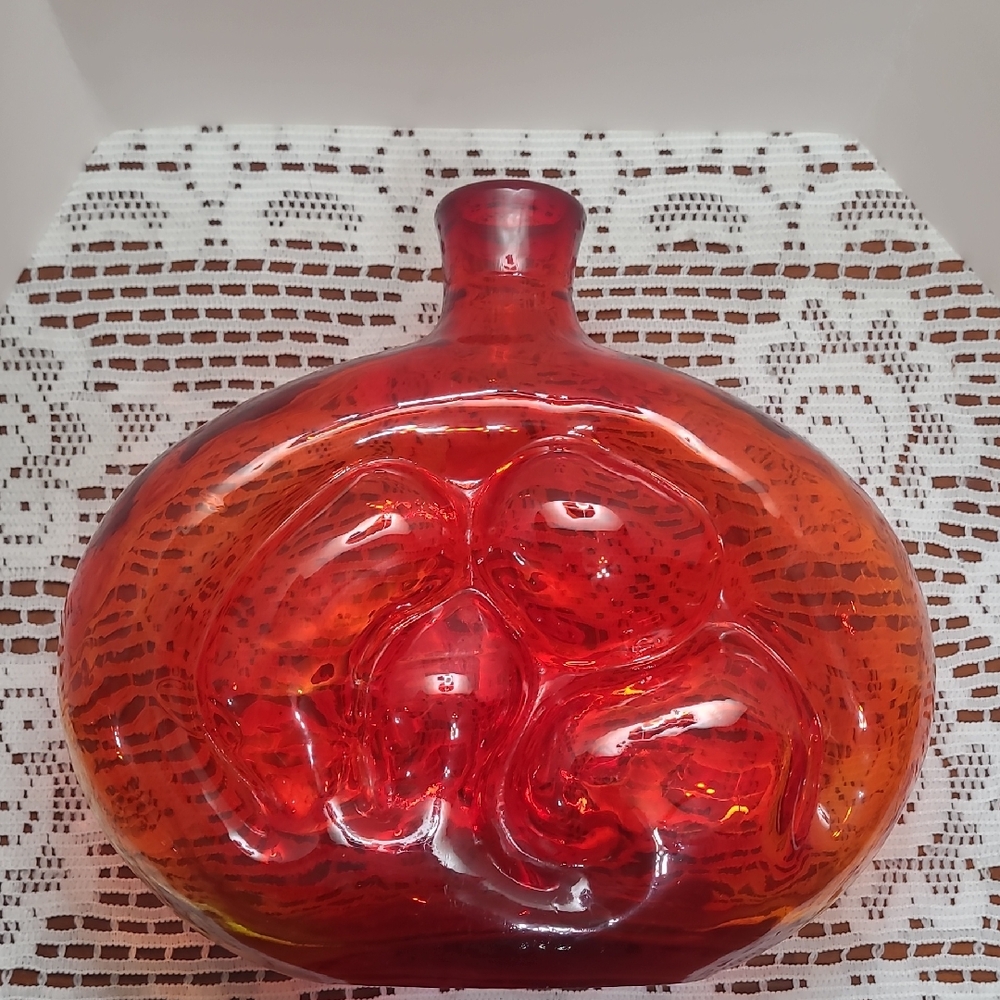 Vintage Empoli Amberina Decanter Madonna & Child